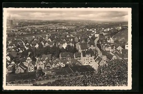 AK Stuttgart-Untertürkheim, Totalansicht von einem Weinberg aus