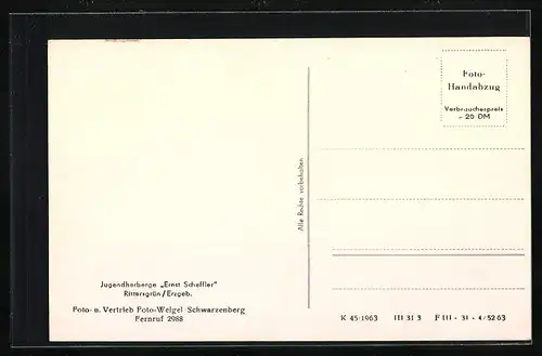 AK Rittersgrün /Erzgeb., Jugendherberge Ernst Scheffler