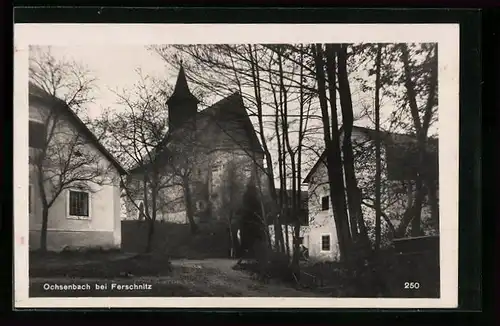 AK Ochsenbach bei Ferschnitz, Ortspartie mit Kirche
