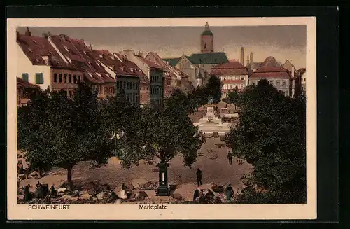 AK Schweinfurt am Main, Marktplatz mit Denkmal