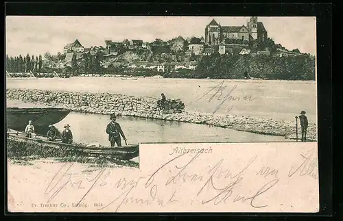 AK Altbreisach, Blick über den Fluss zur Stadt