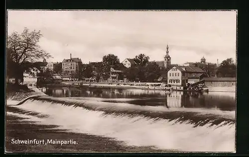 AK Schweinfurt, Mainpartie mit Stadtblick