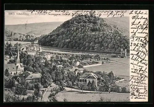 AK Bad Nassau, Ortsansicht mit Burgberg