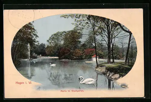 AK Hagen i. W., Partie im Stadtgarten