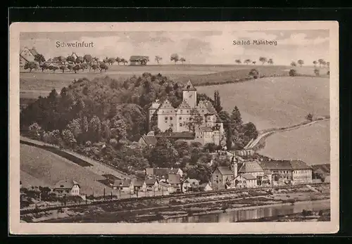 AK Mainberg bei Schweinfurt, Ortsansicht mit Schloss aus der Vogelschau
