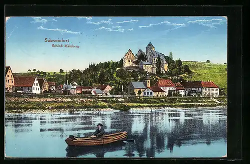 AK Mainberg bei Schweinfurt am Main, Blick zum Ort mit Schloss