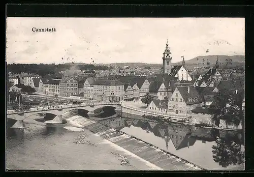 AK Cannstatt, Stadtansicht aus der Vogelschau