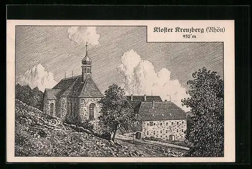 Künstler-AK Bischofsheim in der Rhön, Kloster Kreuzberg