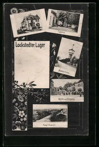 AK Hamburg-Lokstedt, Lockstedter Lager, Totalansicht, Wache und Eingang, Wasserturm, Casino