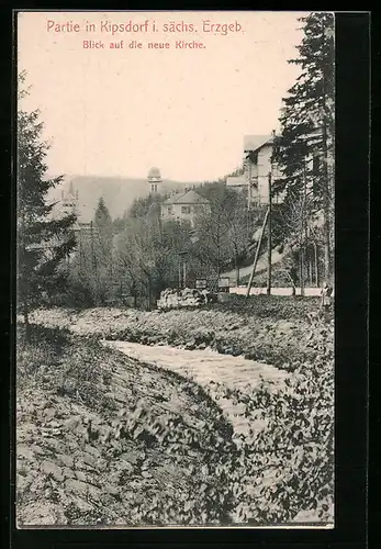 AK Kipsdorf i. sächs. Erzgeb., Blick auf die neue KIrche