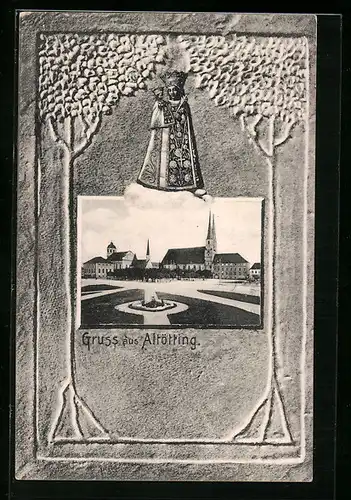 AK Altötting, Gnadenkapelle und Stiftstadtpfarrkirche