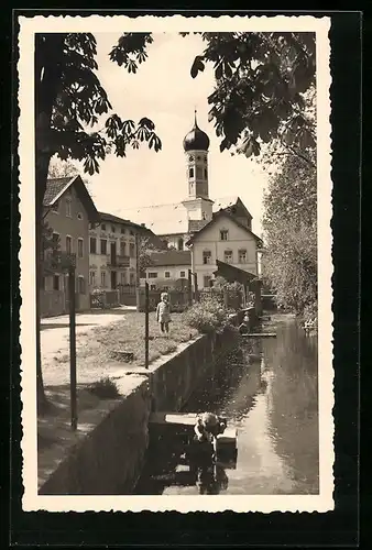 AK Markt Grafing, Ortspartie mit Kirche