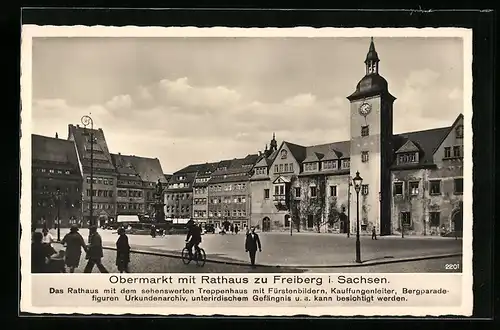 AK Freiberg i. Sachsen, Obermarkt mit Rathaus