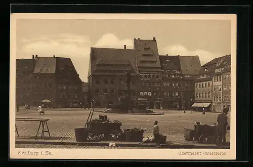 AK Freiberg i. Sa., Obermarkt, Westseite