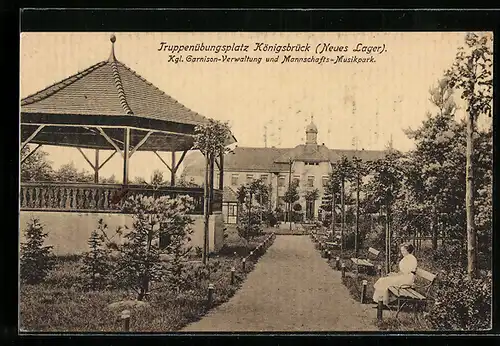 AK Königsbrück, Truppenübungsplatz, Kgl. Garnisonsverwaltung & Mannschafts-Musikpark