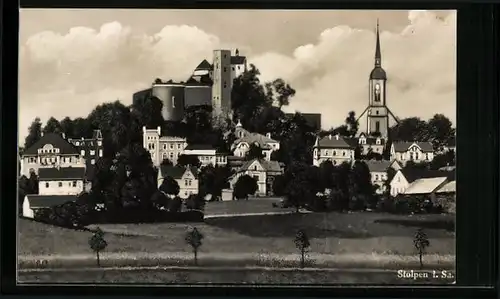 AK Stolpen i. Sa., Teilansicht mit Schloss und Kirche