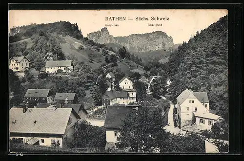 AK Rathen / Sächs. Schweiz, Gansfelsen und Amselgrund