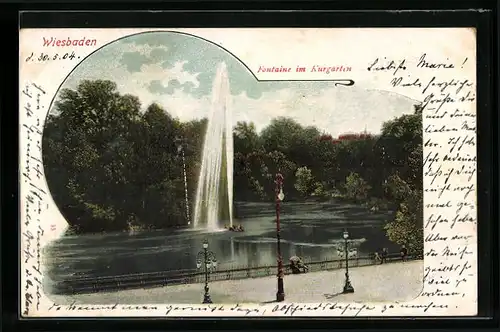 AK Wiesbaden, Fontaine im Kurgarten