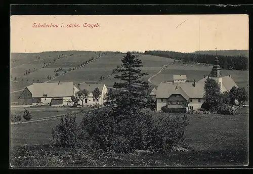 AK Schellerhau, Ortsansicht vom Ortseingang aus