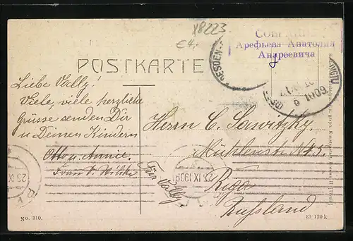 AK Tharand i. Sa., Ruine mit Stadtkirche und Schlossteich