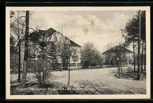 AK Königsbrück i. Sa., Strassenpartie Truppenübungsplatz