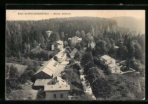 AK Bad Schweizermühle / Sächs. Schweiz, Totale aus der Vogelschau