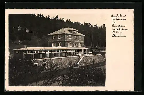 AK Neuhaus-Schierschnitz, Liegehalle mit Knabenheim des Reichsbahn-Kinderkurheims