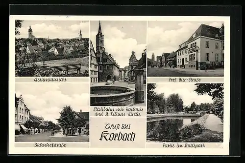 AK Korbach, Bahnhofstrasse, Prof. Bier-Strasse, Stechbahn mit Rathaus