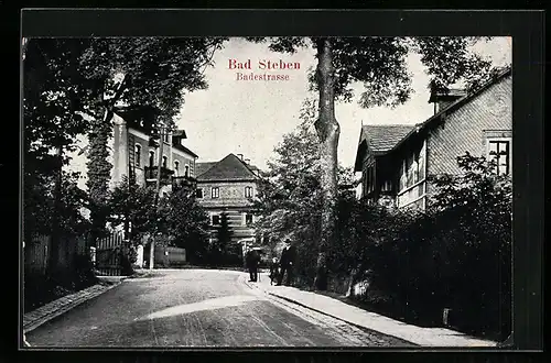 AK Bad-Steben, Badestrasse mit Anwohnern