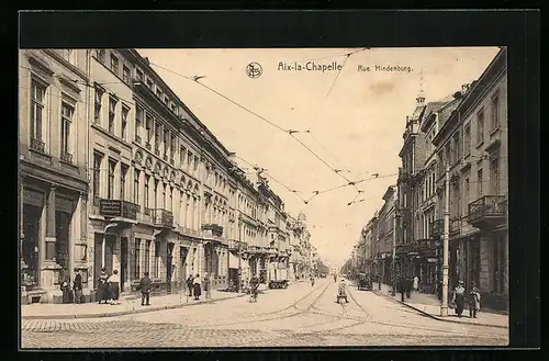 AK Aachen, Hindenburgstrasse mit Geschäften