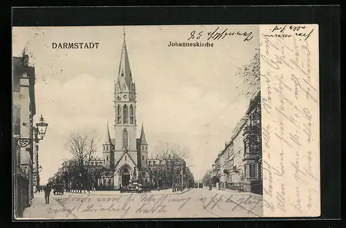 AK Darmstadt, Strassengabelung an der Johanneskirche