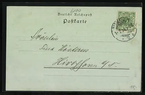 Mondschein-AK Darmstadt, Markt mit Rathaus