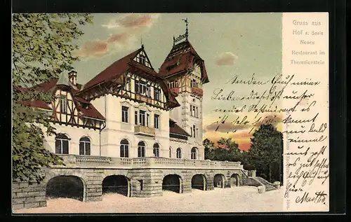 AK Hof a. Saale, Restaurant im Theresienstein