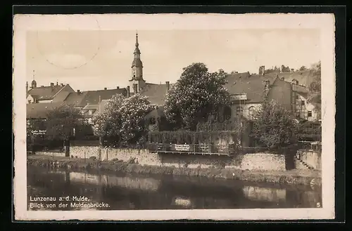 AK Lunzenau a. d. Mulde, Blick von der Muldenbrücke