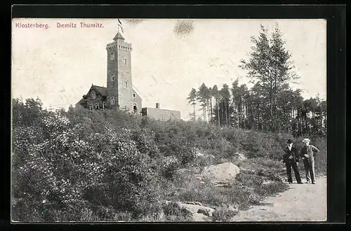 AK Demitz-Thumitz, Klosterberg mit Turm und Gasthaus