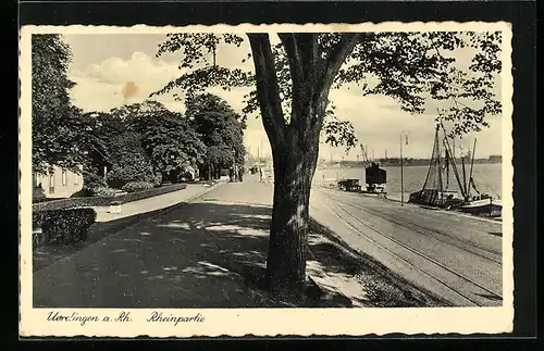 AK Uerdingen a. Rh., Promenade am Rheinufer