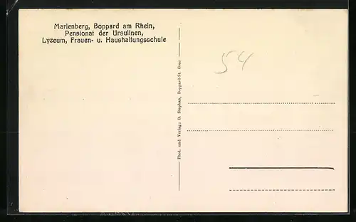 AK Boppard am Rhein, Pensionat Marienberg