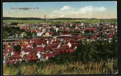 AK Schwenningen a. N., Panoramablick von der Bergwiese aus gesehen