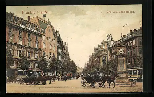 AK Frankfurt a. M., Zeil vom Schillerplatz aus gesehen