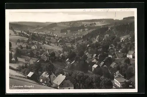 AK Pobershau / Erzgeb., Totale vom Berg aus gesehen