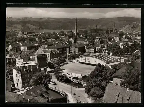 AK Esslingen a. N., Stadthalle mit Umgebung aus der Vogelschau