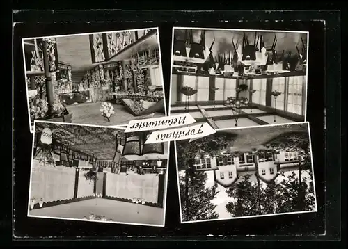 AK Neumünster, Gasthaus Forsthaus, Aussen- und Innenansichten