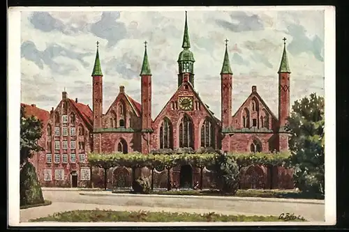 Künstler-AK Lübeck, Heiligengeist-Hospital