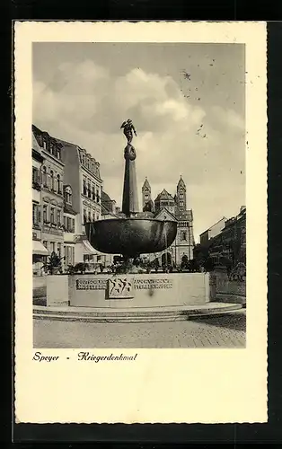 AK Speyer, Ansicht des Kriegerdenkmals