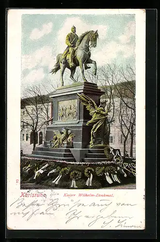 AK Karlsruhe, Kaiser Wilhelm-Denkmal