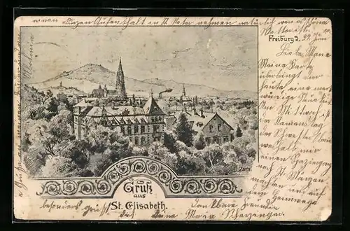 Künstler-AK Freiburg, Sankt Elisabeth