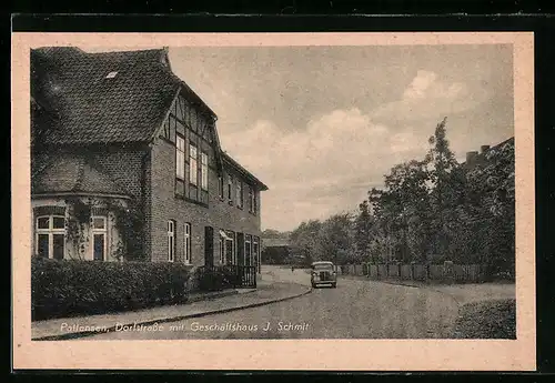 AK Pattensen, Dorfstrasse mit Geschäftshaus J. Schmit