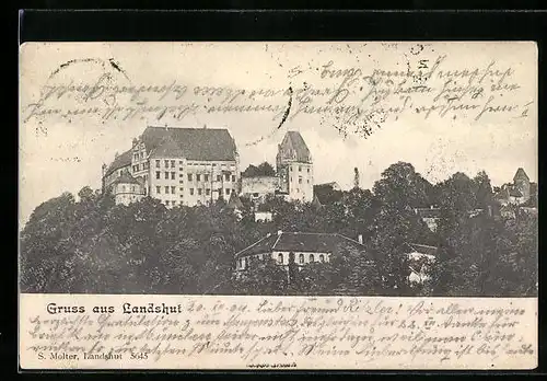 AK Landshut, Ortsansicht aus der Vogelschau