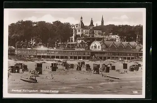 AK Seebad Heringsdorf, das Strand-Casino vom Badestrand aus gesehen