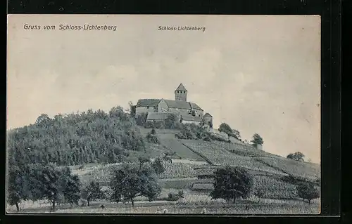 AK Thallichtenberg, Blick hinauf zum Schloss Lichtenberg